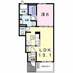 クレメント・II 1階1LDKの間取り