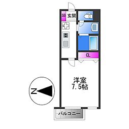 エムフラット衣摺1 1Kの間取図画像