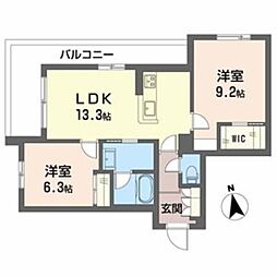 堺市北区東雲東町1丁マンション 2LDKの間取図画像