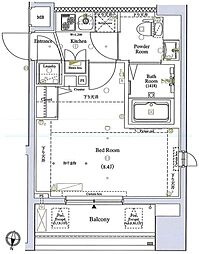 ガリシア中野弥生町 11階1Kの間取り