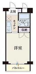 b'CASA狭山re-born ワンルームの間取図画像