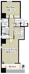 クリアーウォーター芝 1LDKの間取図画像