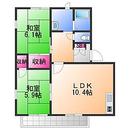 フレグランス久米田A棟 2LDKの間取図画像