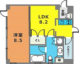 レグルス甲南山手 1LDKの間取図画像