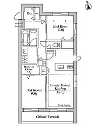 アノイエ 東棟 2LDKの間取図画像