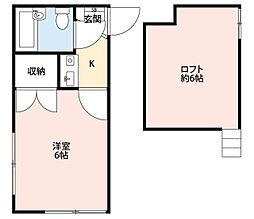 アミューズメント芝第2 1Kの間取図画像
