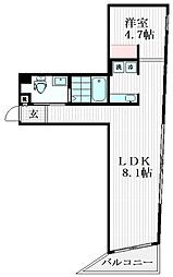 モンクレ桜新町 3階ワンルームの間取り