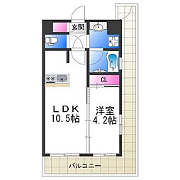 オリエンテム宿院南 1LDKの間取図画像
