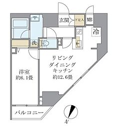 板橋区蓮沼町マンション 1LDKの間取図画像