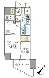 アジールコート町屋 1DKの間取図画像