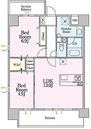 サクラレジデンス 2LDKの間取図画像