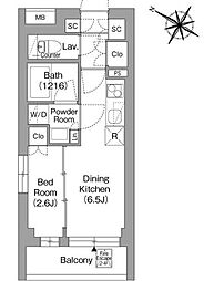 ORSUS戸越銀座 1DKの間取図画像