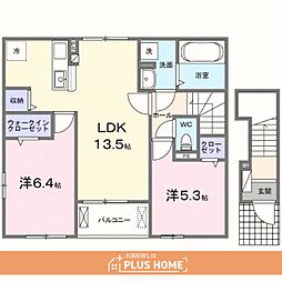 サンリットII (和歌山市内原) 2LDKの間取図画像