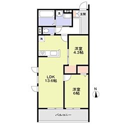 フォレストメゾンオリーブ南巽 2LDKの間取図画像