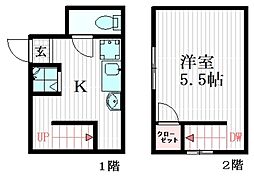 第二富岳荘 1Kの間取図画像