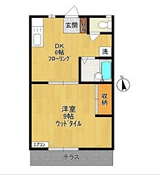 ハイムテルB 1Kの間取図画像