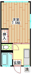 奥野コーポ 1Kの間取図画像
