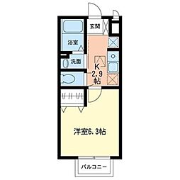 ドミール 1Kの間取図画像