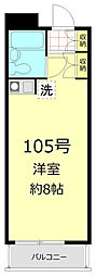 パレロワイヤル弦巻 ワンルームの間取図画像