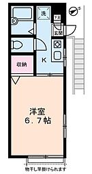 ストリームフラッツ 2階1Kの間取り