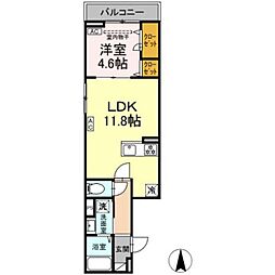 セレスティア大谷田II 3階1LDKの間取り