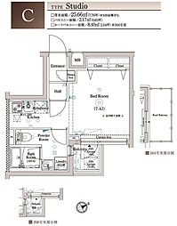 JR総武線 東中野駅 徒歩5分の賃貸マンション 3階ワンルームの間取り