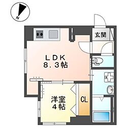 アコード・Ｋ 3階1LDKの間取り
