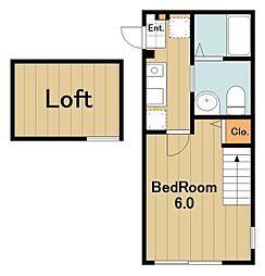京王相模原線 多摩境駅 徒歩30分の賃貸アパート 1階1Kの間取り