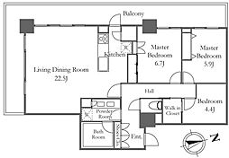 リエトコートアルクスタワー 3LDKの間取図画像