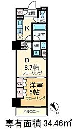 パークアクシス滝野川ラブリーズ 1DKの間取図画像
