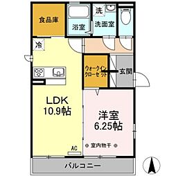 at park B 2階1LDKの間取り