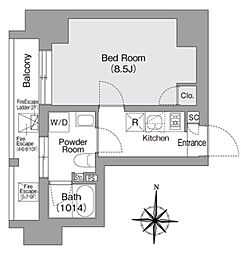 コンフォリア・リヴ森下ミューティオ 1Kの間取図画像