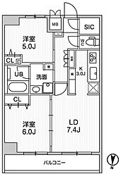 レオーネ南千住2 6階2LDKの間取り