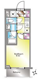 ライジングプレイス綾瀬 1Kの間取図画像