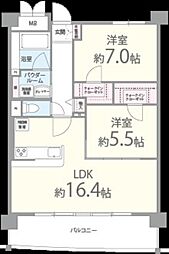 クレセントコート 2LDKの間取図画像