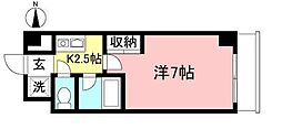 フローレス山田 1Kの間取図画像