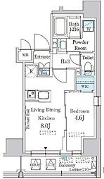 パークアクシス神田レジデンス 7階1LDKの間取り