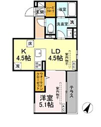 テムズフィオーレ 1LDKの間取図画像