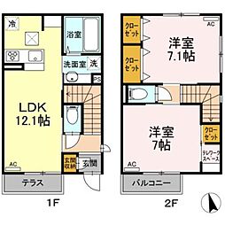 西臺稀上ノ臺 2LDKの間取図画像