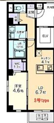 イーストランド日本提 1LDKの間取図画像