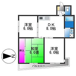 アーク玉津橋 3DKの間取図画像