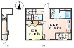ペルラ 2階1LDKの間取り