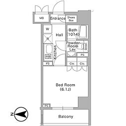コンフォリア文京春日 13階1Kの間取り