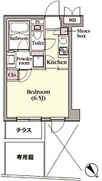 プラチナコート中目黒 1Kの間取図画像