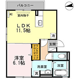 プラセール・ケイ 1LDKの間取図画像