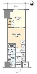 AZURETERRACE東陽町 1DKの間取図画像