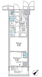 パークアクシス品川南大井パークフロント 3階1DKの間取り