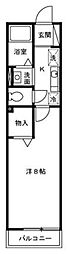 ハーフムーン 1Kの間取図画像