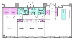 東京メトロ日比谷線 六本木駅 徒歩9分の賃貸マンション 12階4LDKの間取り