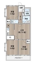 メゾンラポーム2 3LDKの間取図画像